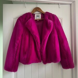 Milly pink faux fur jacket